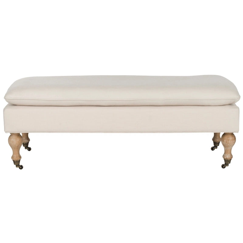 Banc capitonné gris/sauge - 52Wx21Dx19H