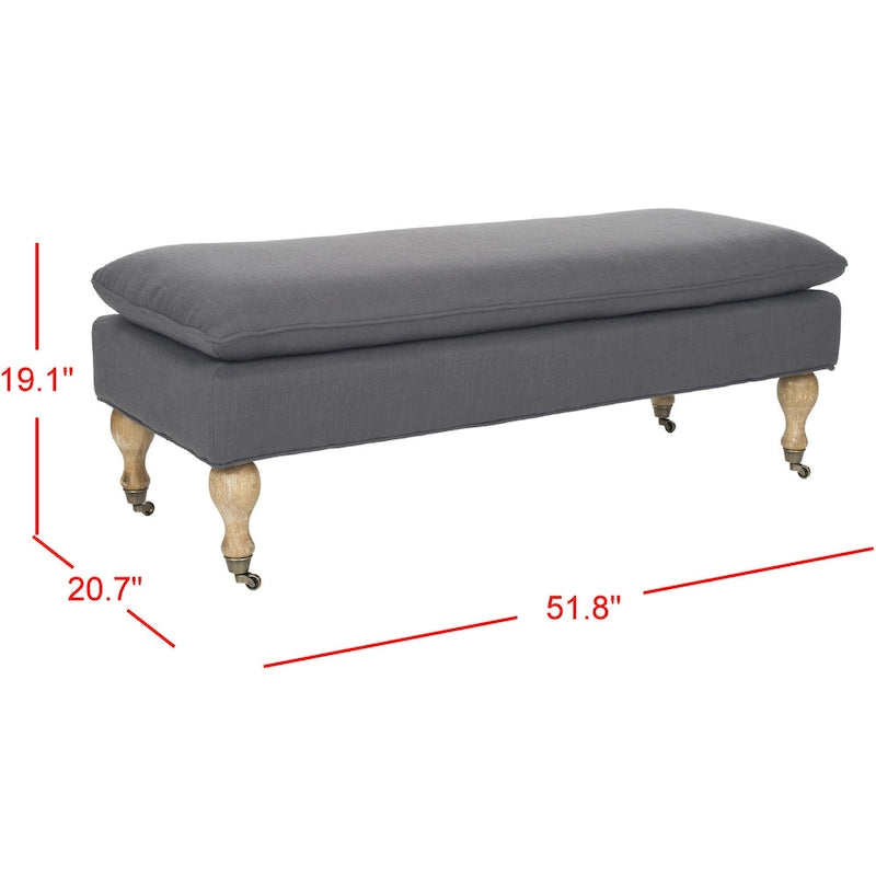 Banc capitonné gris/sauge - 52Wx21Dx19H