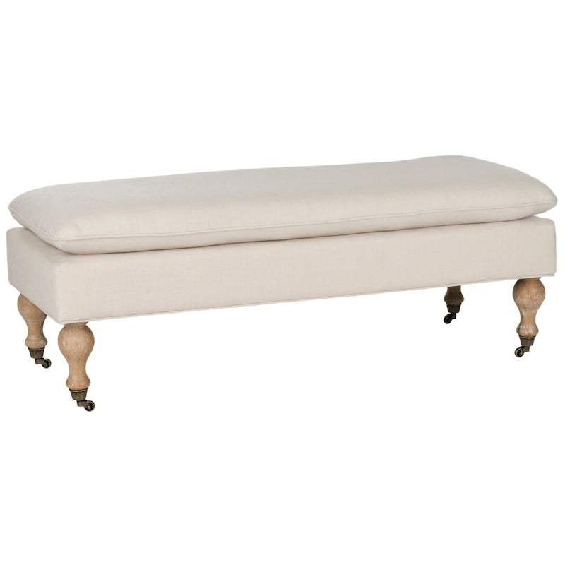 Banc capitonné gris/sauge - 52Wx21Dx19H