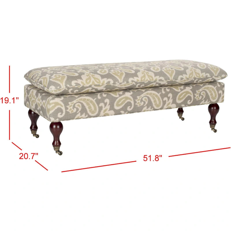 Banc capitonné gris/sauge - 52Wx21Dx19H