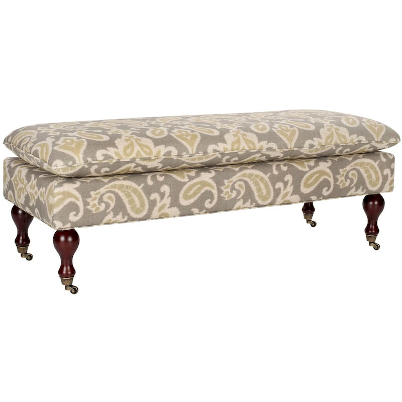 Banc capitonné gris/sauge - 52Wx21Dx19H