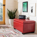 Banc de rangement en similicuir capitonné rouge - 30Lx18Px17H
