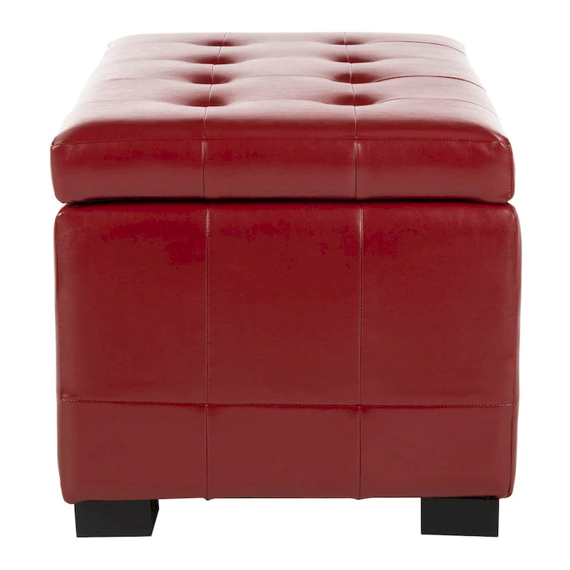 Banc de rangement en similicuir capitonné rouge - 30Lx18Px17H