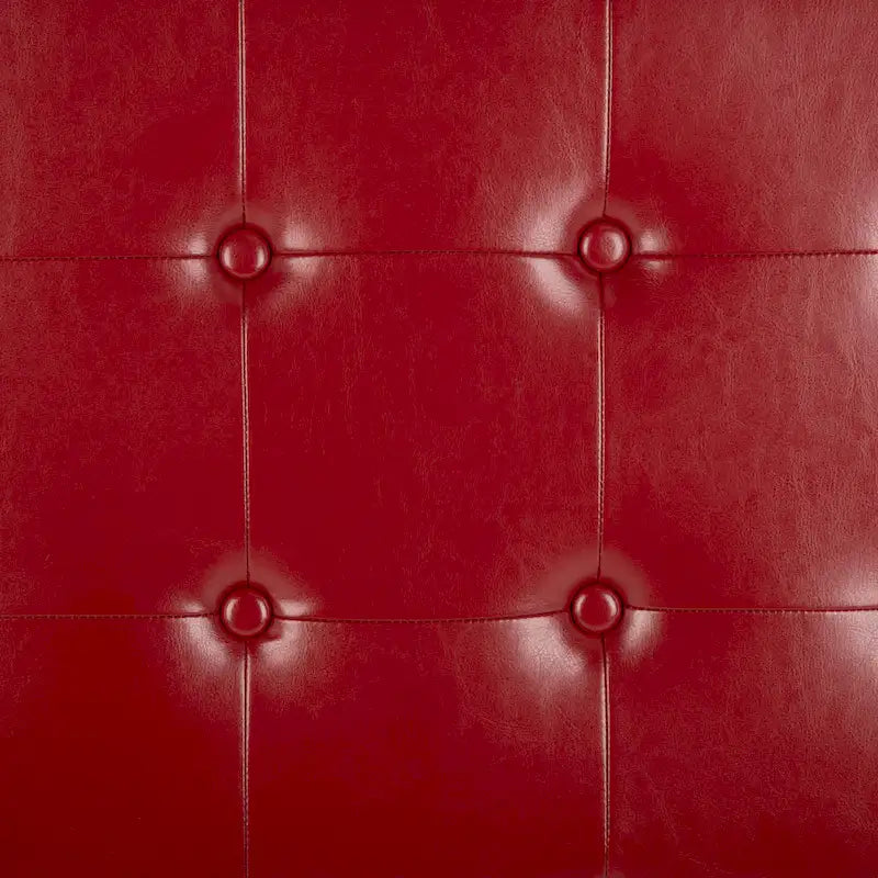Banc de rangement en similicuir capitonné rouge - 30Lx18Px17H