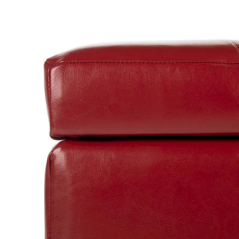 Banc de rangement en similicuir capitonné rouge - 30Lx18Px17H