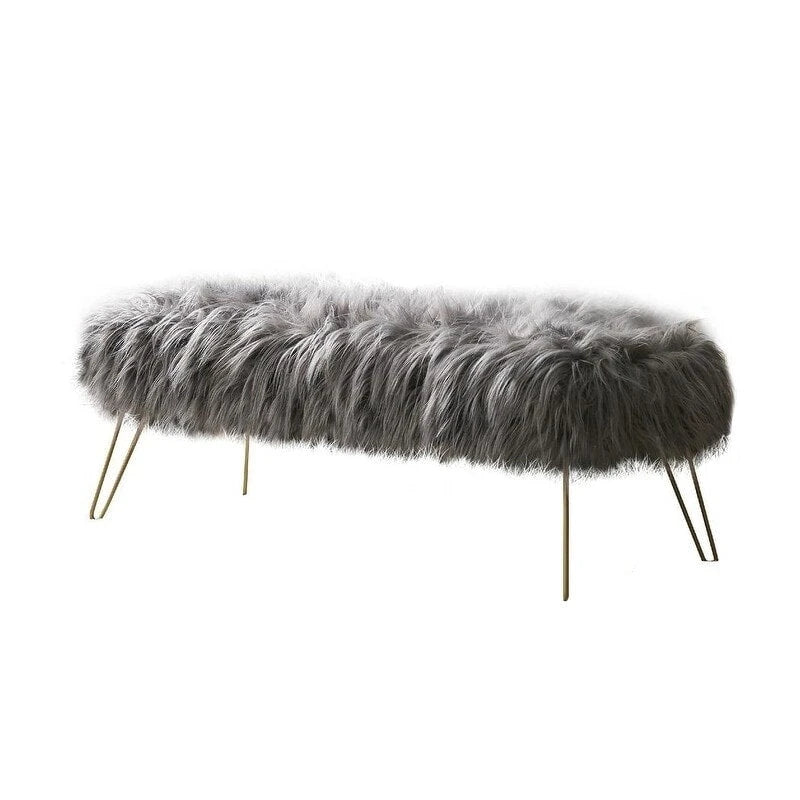 Banc long ottoman contemporain moderne en fausse fourrure
