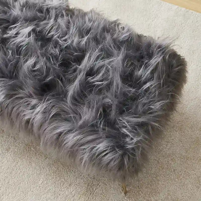 Banc long ottoman contemporain moderne en fausse fourrure