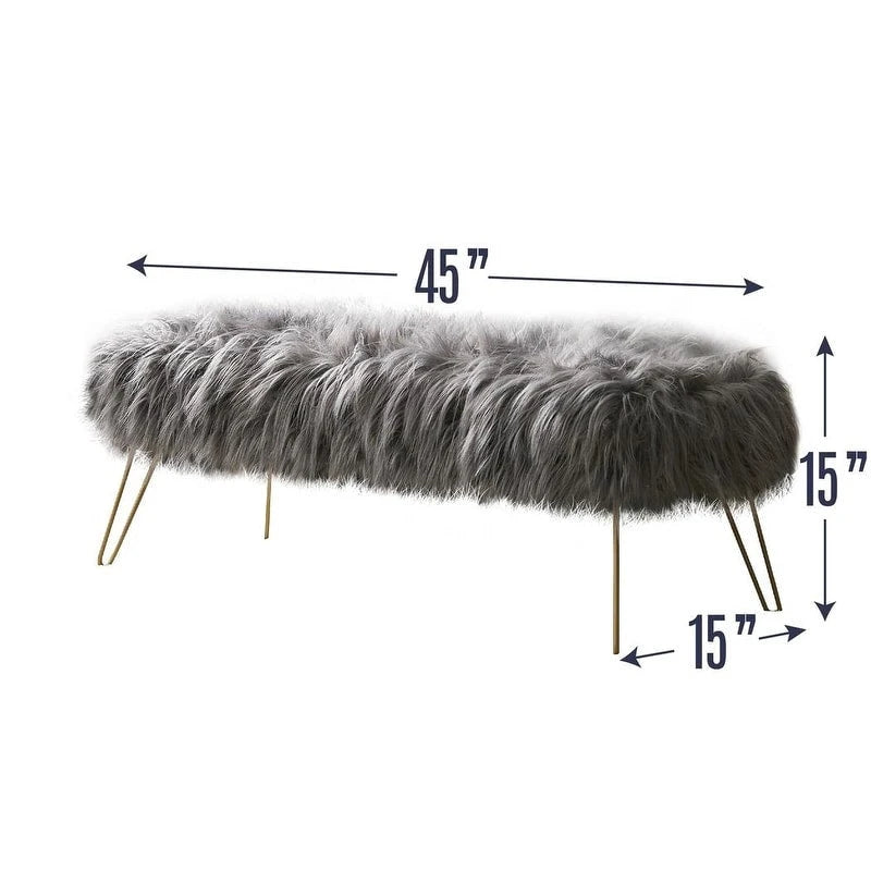 Banc long ottoman contemporain moderne en fausse fourrure