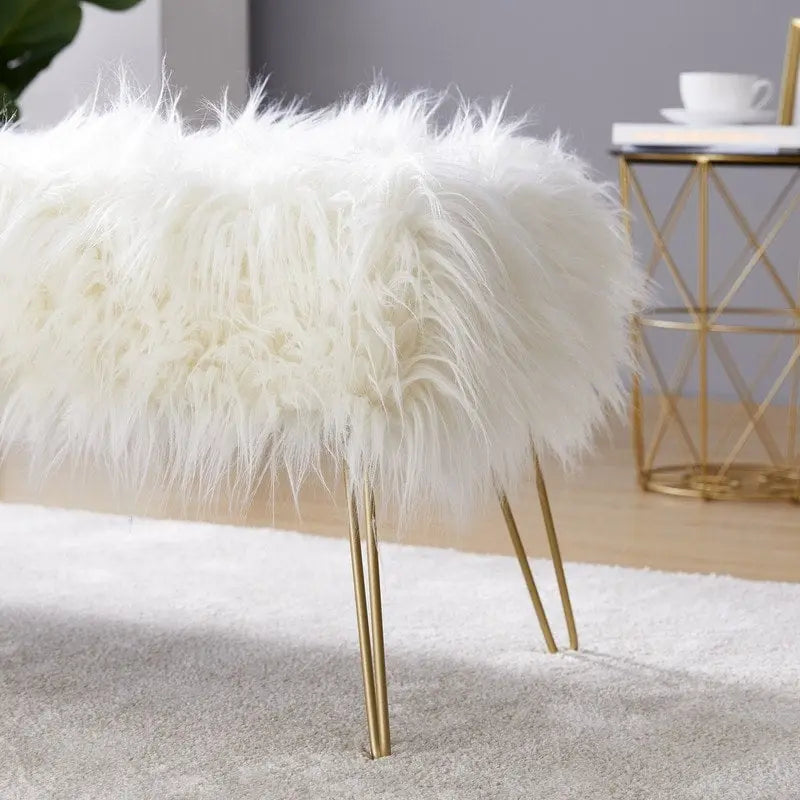 Banc long ottoman contemporain moderne en fausse fourrure
