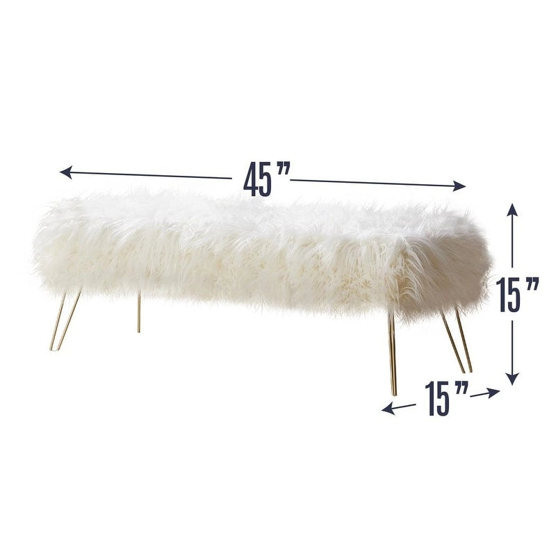 Banc long ottoman contemporain moderne en fausse fourrure