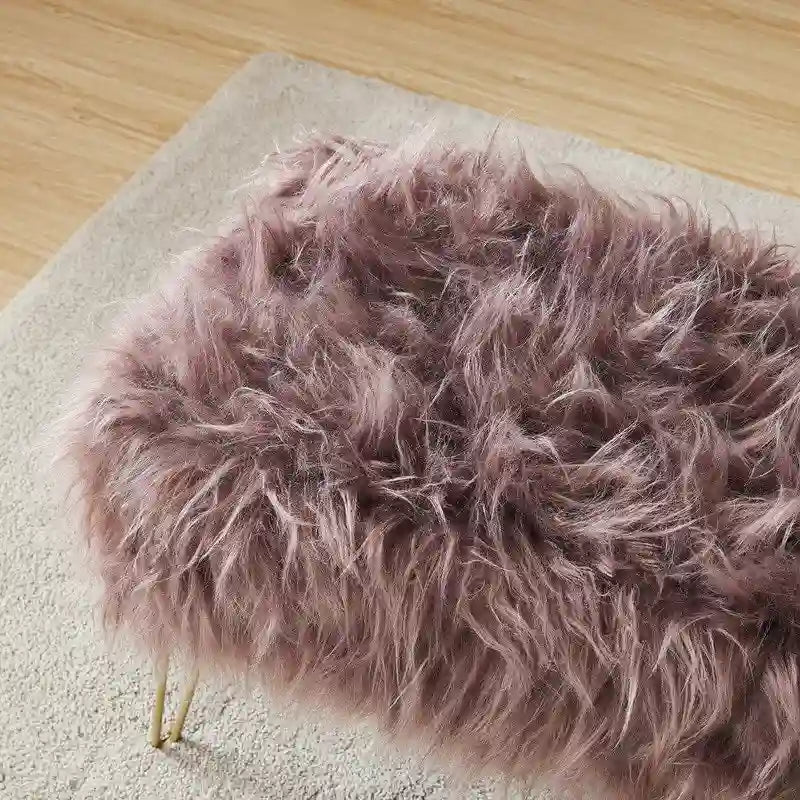 Banc long ottoman contemporain moderne en fausse fourrure