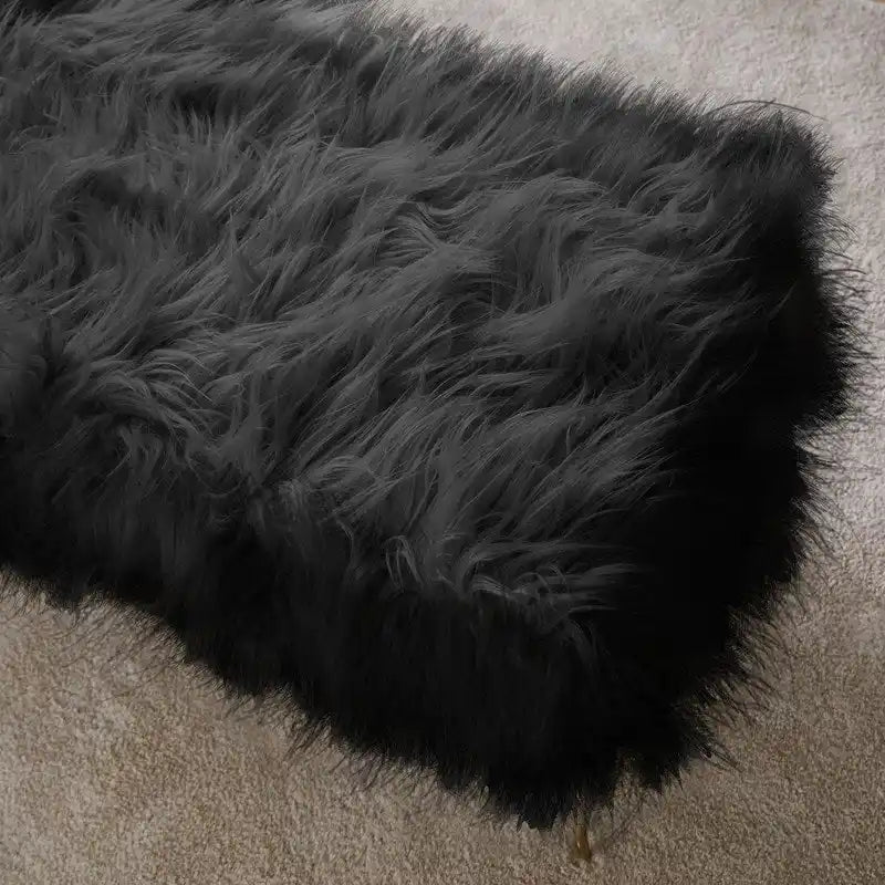 Banc long ottoman contemporain moderne en fausse fourrure