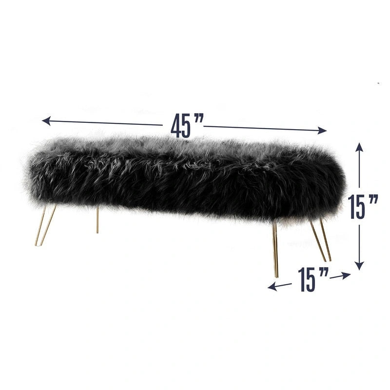 Banc long ottoman contemporain moderne en fausse fourrure