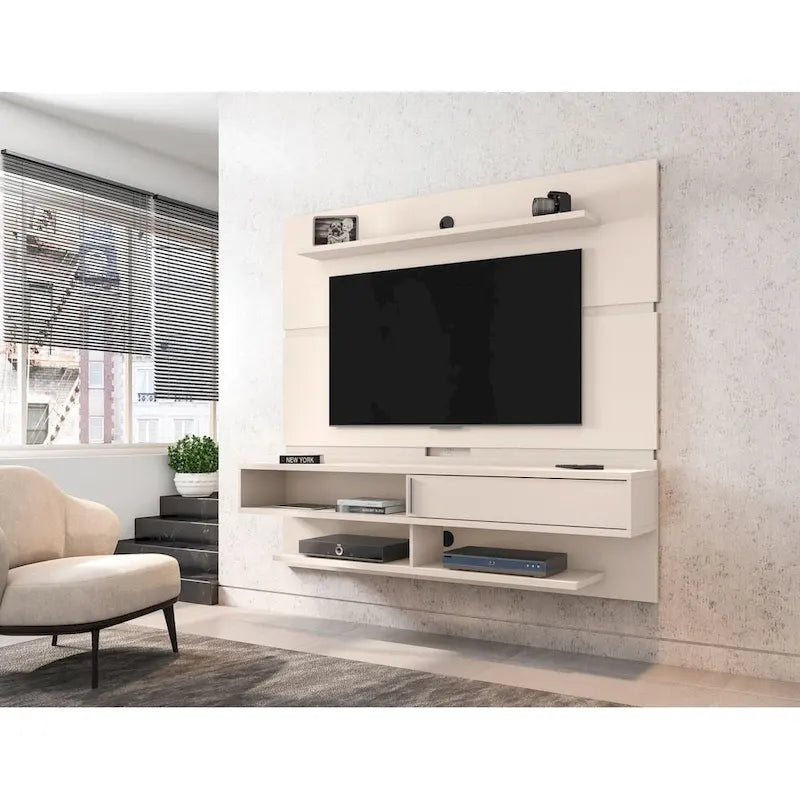 Meuble TV flottant avec étagères