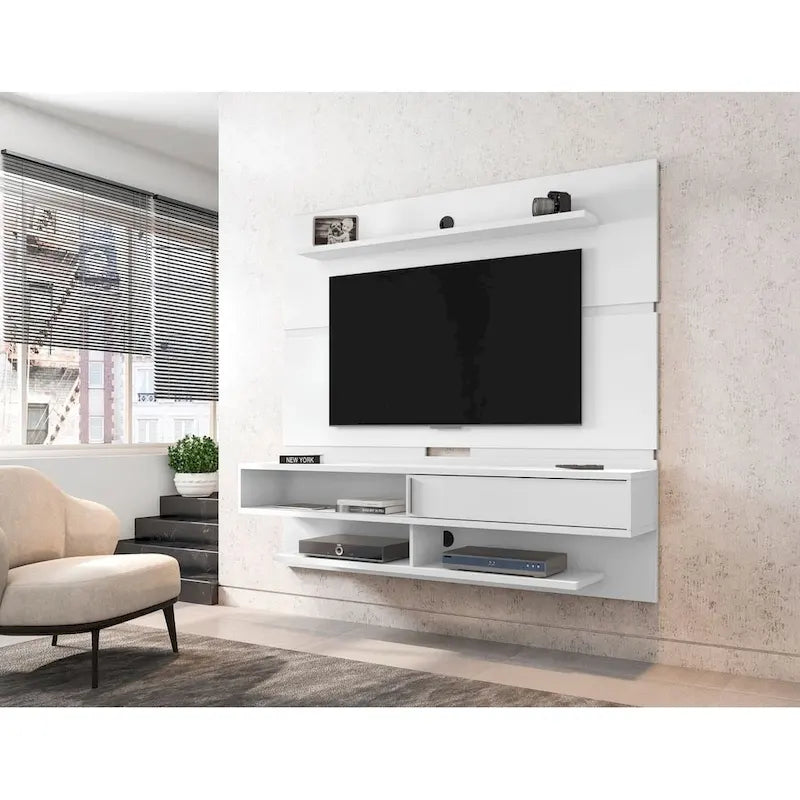 Meuble TV flottant avec étagères