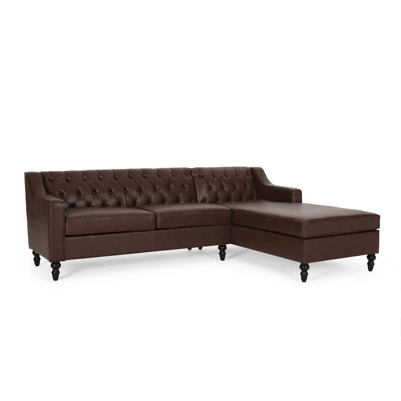 Canapé d'angle contemporain capitonné avec méridienne