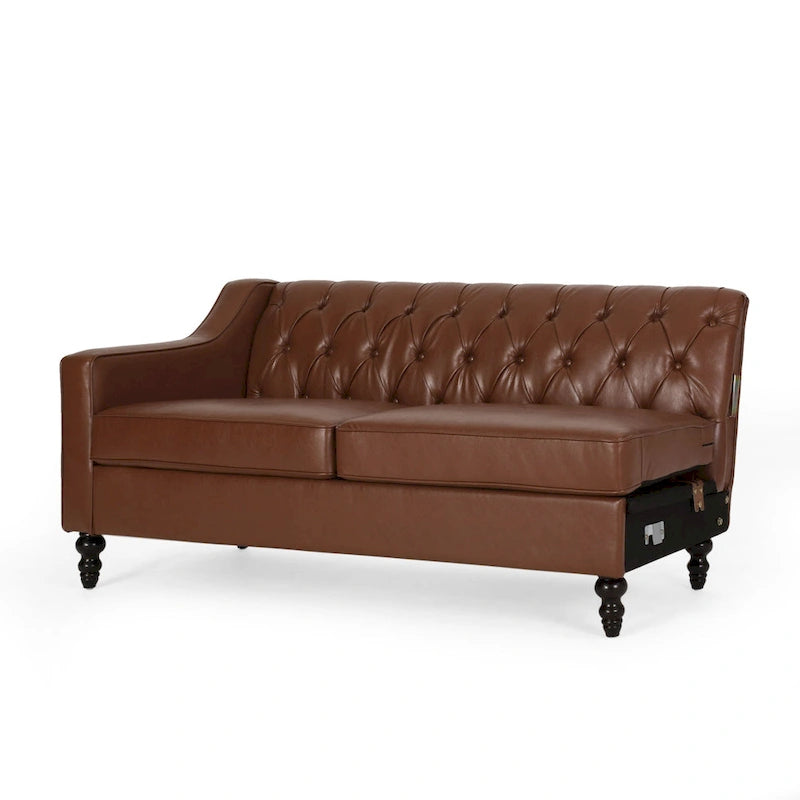 Canapé d'angle contemporain capitonné avec méridienne