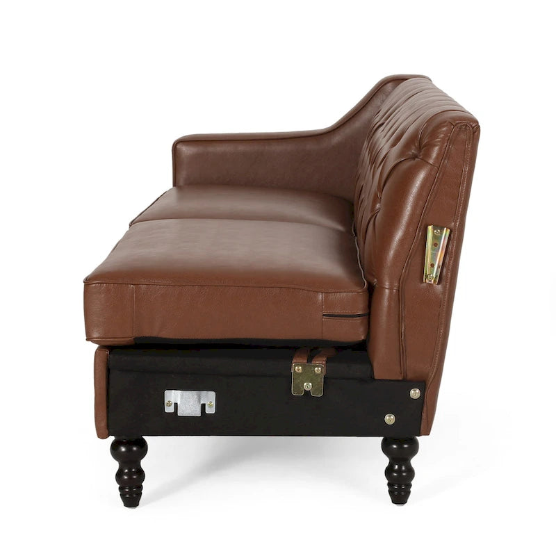 Canapé d'angle contemporain capitonné avec méridienne