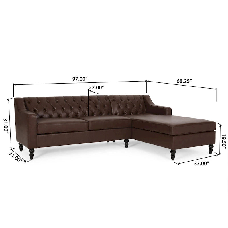 Canapé d'angle contemporain capitonné avec méridienne