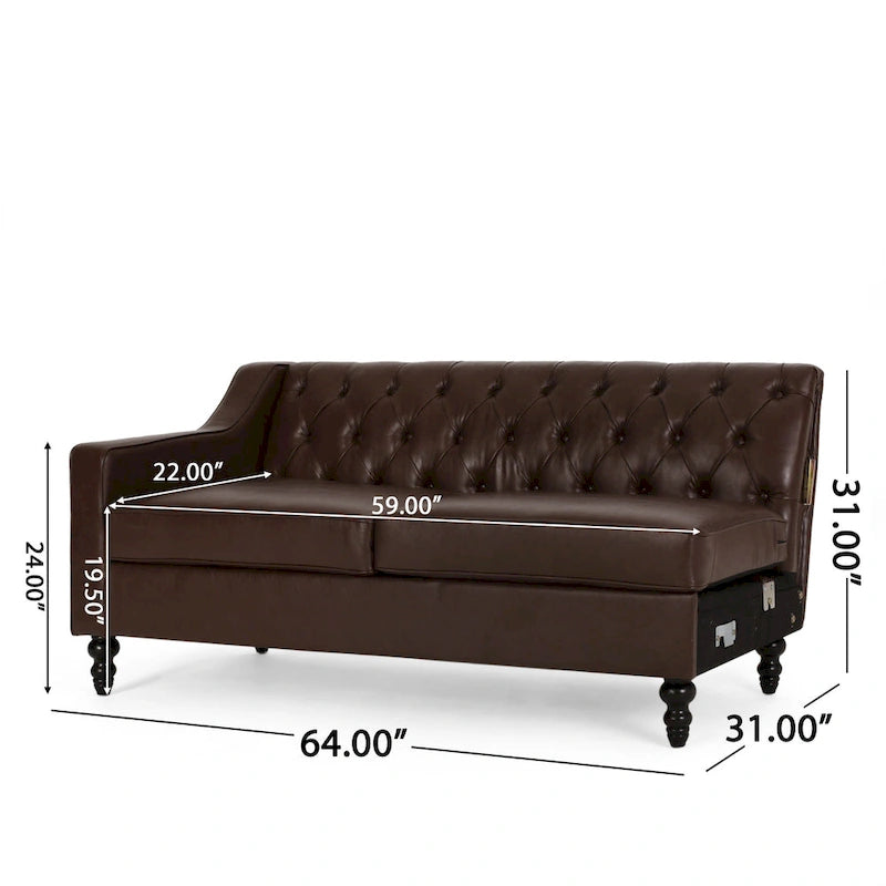Canapé d'angle contemporain capitonné avec méridienne