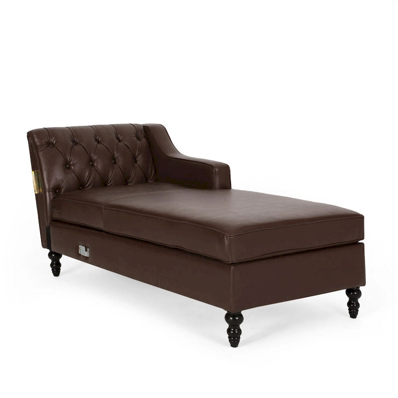 Canapé d'angle contemporain capitonné avec méridienne