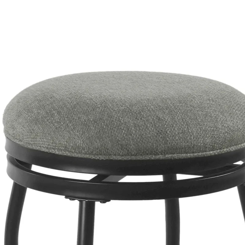 Tabouret de comptoir en métal avec siège pivotant rembourré en tissu, gris et noir