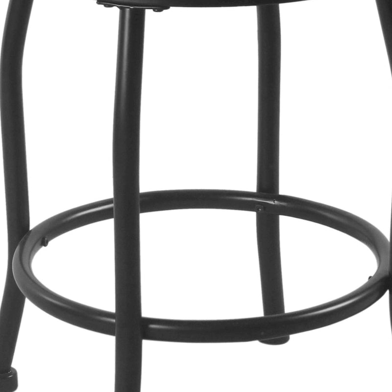 Tabouret de comptoir en métal avec siège pivotant rembourré en tissu, gris et noir