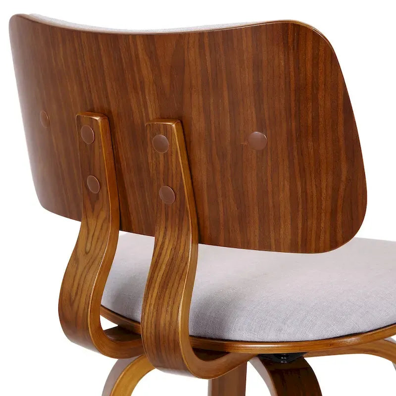 Tabouret de comptoir pivotant en tissu et bois 26 po Mid-Century