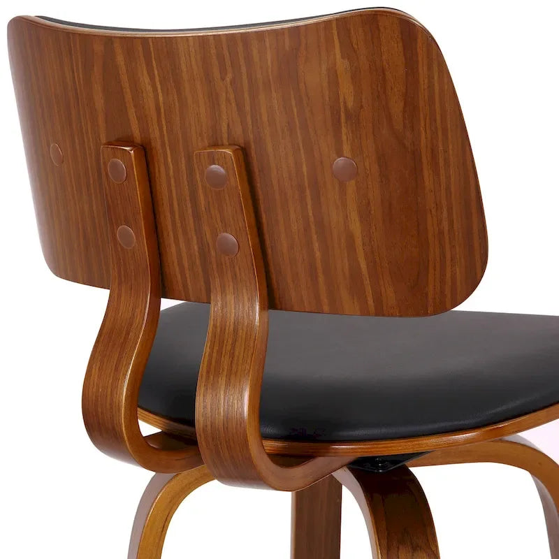Tabouret de comptoir pivotant en tissu et bois 26 po Mid-Century