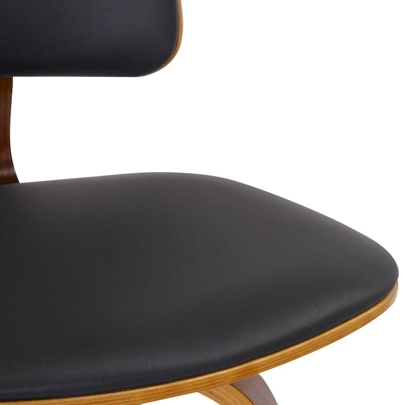 Tabouret de comptoir pivotant en tissu et bois 26 po Mid-Century