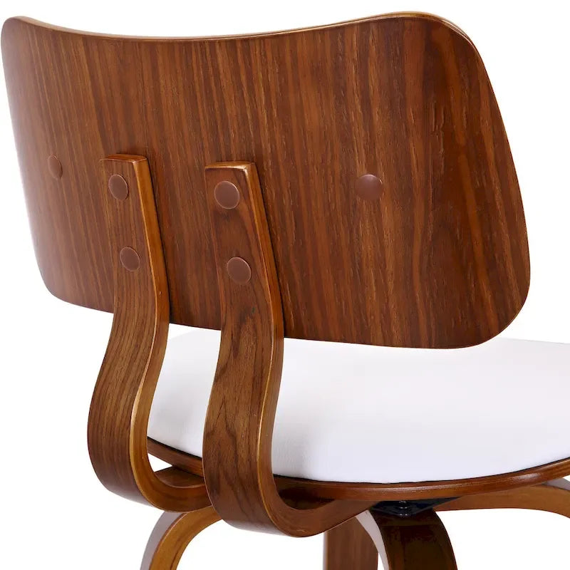 Tabouret de comptoir pivotant en tissu et bois 26 po Mid-Century