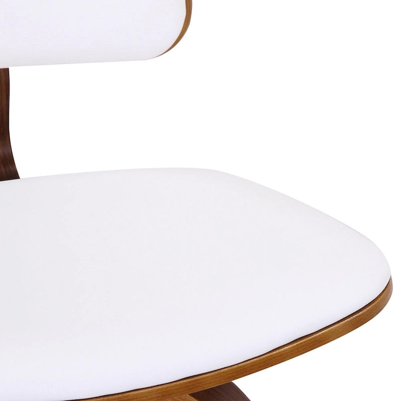 Tabouret de comptoir pivotant en tissu et bois 26 po Mid-Century