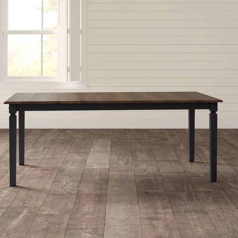 Table de salle à manger rectangulaire anthracite et noire brossée
