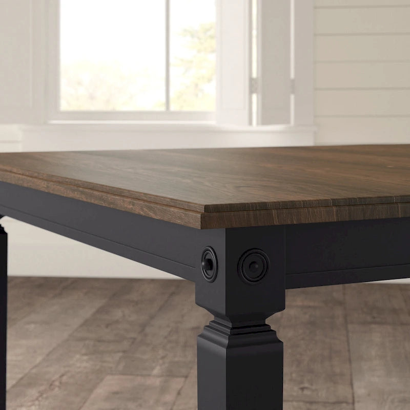Table de salle à manger rectangulaire anthracite et noire brossée