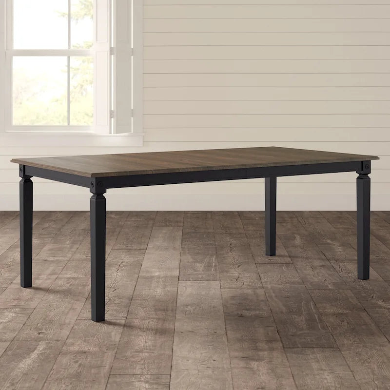 Table de salle à manger rectangulaire anthracite et noire brossée