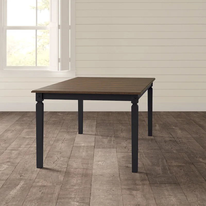 Table de salle à manger rectangulaire anthracite et noire brossée