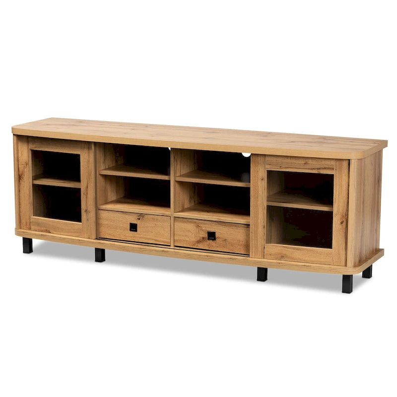 Meuble TV moderne et contemporain en bois avec 2 tiroirs