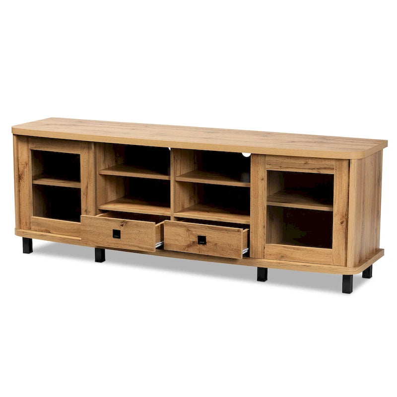 Meuble TV moderne et contemporain en bois avec 2 tiroirs