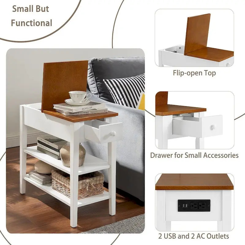 Table d'appoint avec station de recharge, Table d'appoint avec rangement