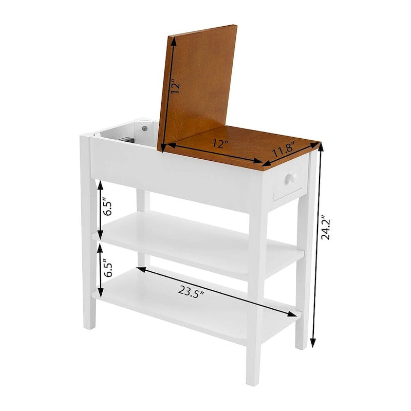 Table d'appoint avec station de recharge, Table d'appoint avec rangement