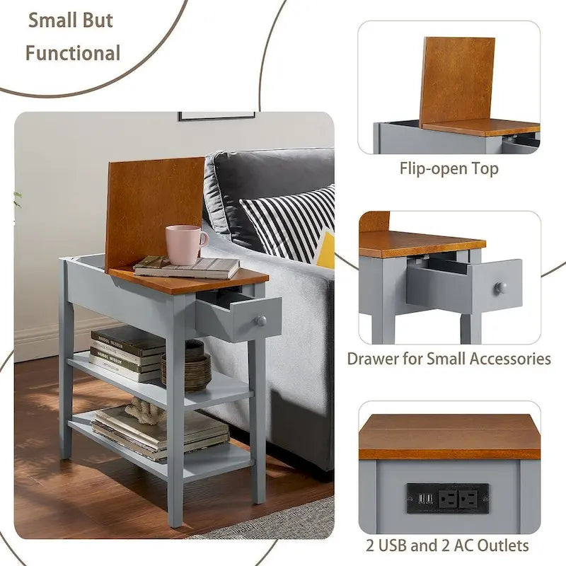 Table d'appoint avec station de recharge, Table d'appoint avec rangement