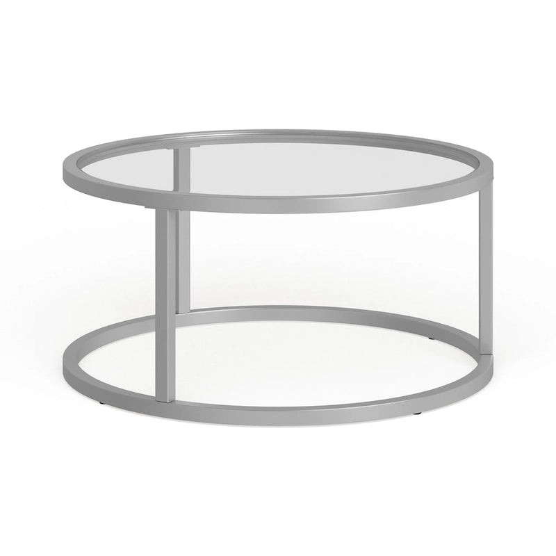 Table basse ronde en métal et verre trempé