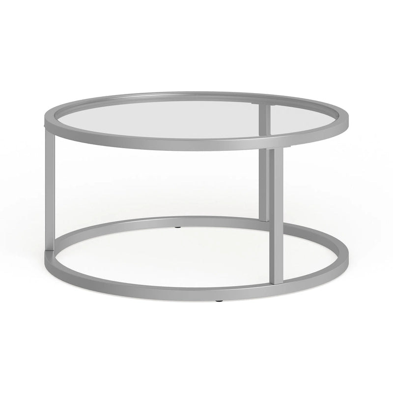 Table basse ronde en métal et verre trempé