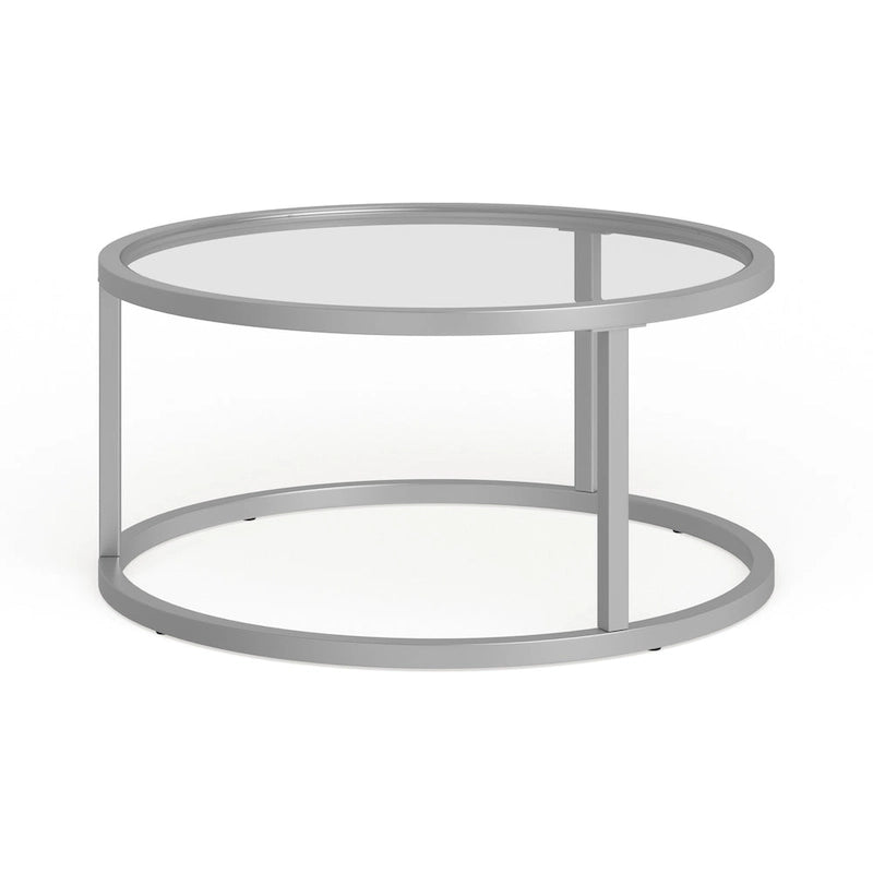 Table basse ronde en métal et verre trempé