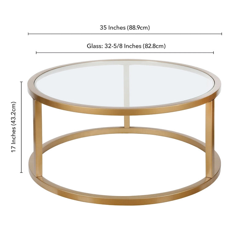 Table basse ronde en métal et verre trempé