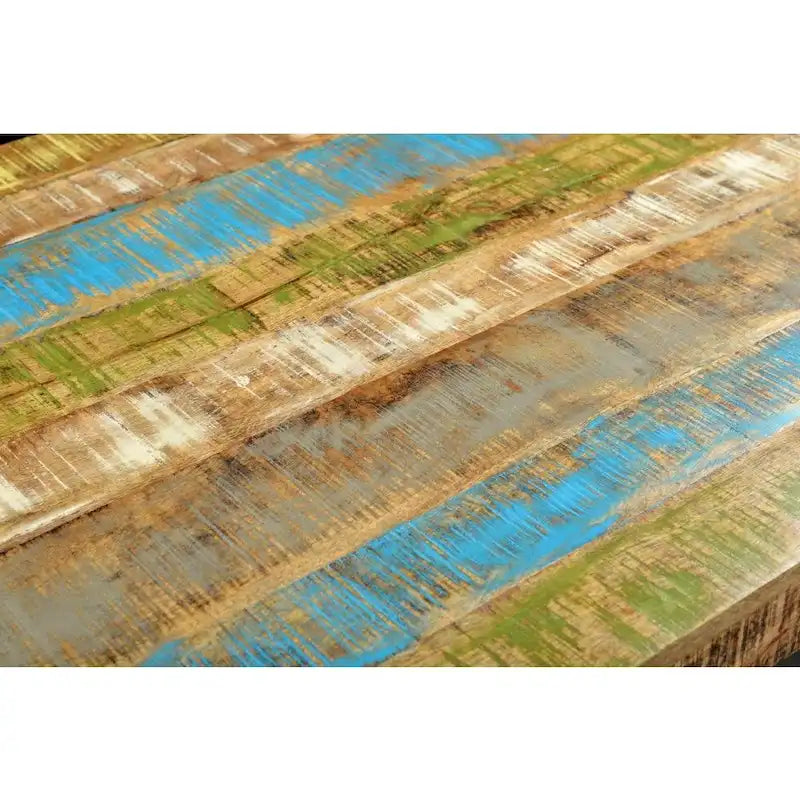Table à manger rustique multicolore en bois de manguier recyclé
