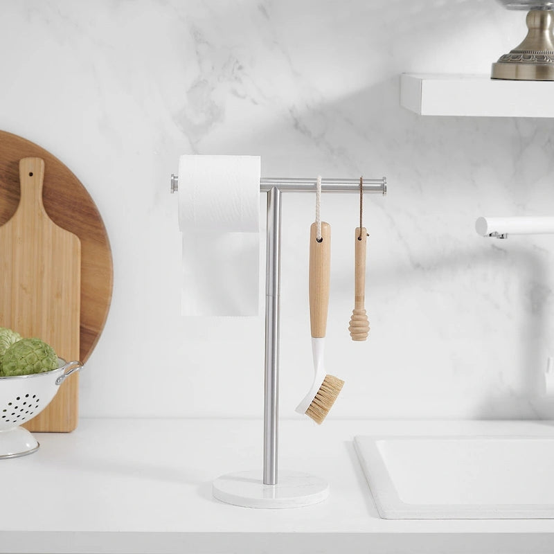 Porte-serviettes en T avec base en marbre naturel