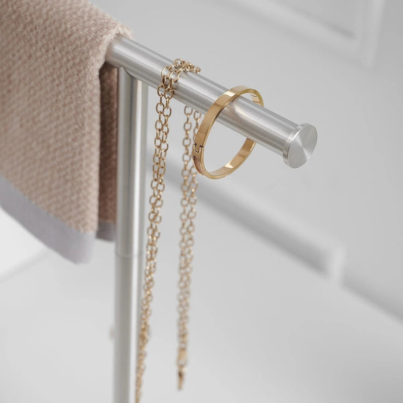 Porte-serviettes en T avec base en marbre naturel