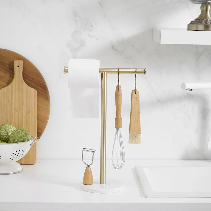 Porte-serviettes en T avec base en marbre naturel