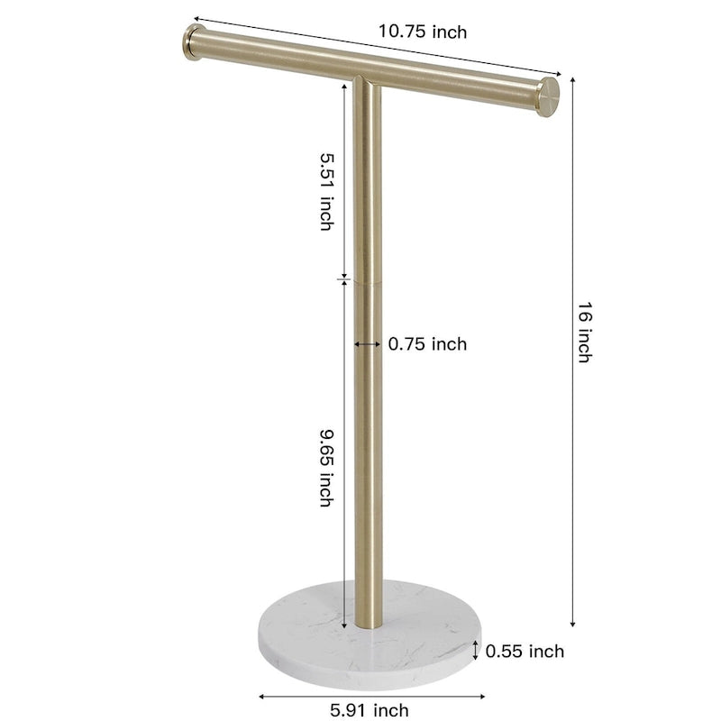 Porte-serviettes en T avec base en marbre naturel